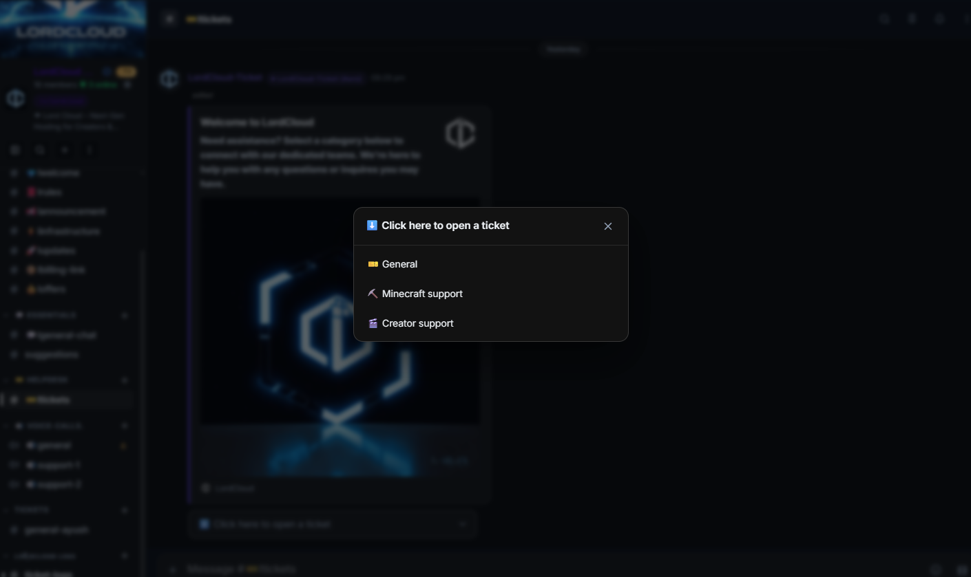 Opening a support ticket on Ballastra — step 2