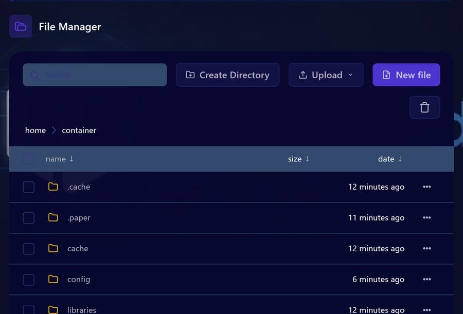 LordCloud panel File Manager with the plugins folder